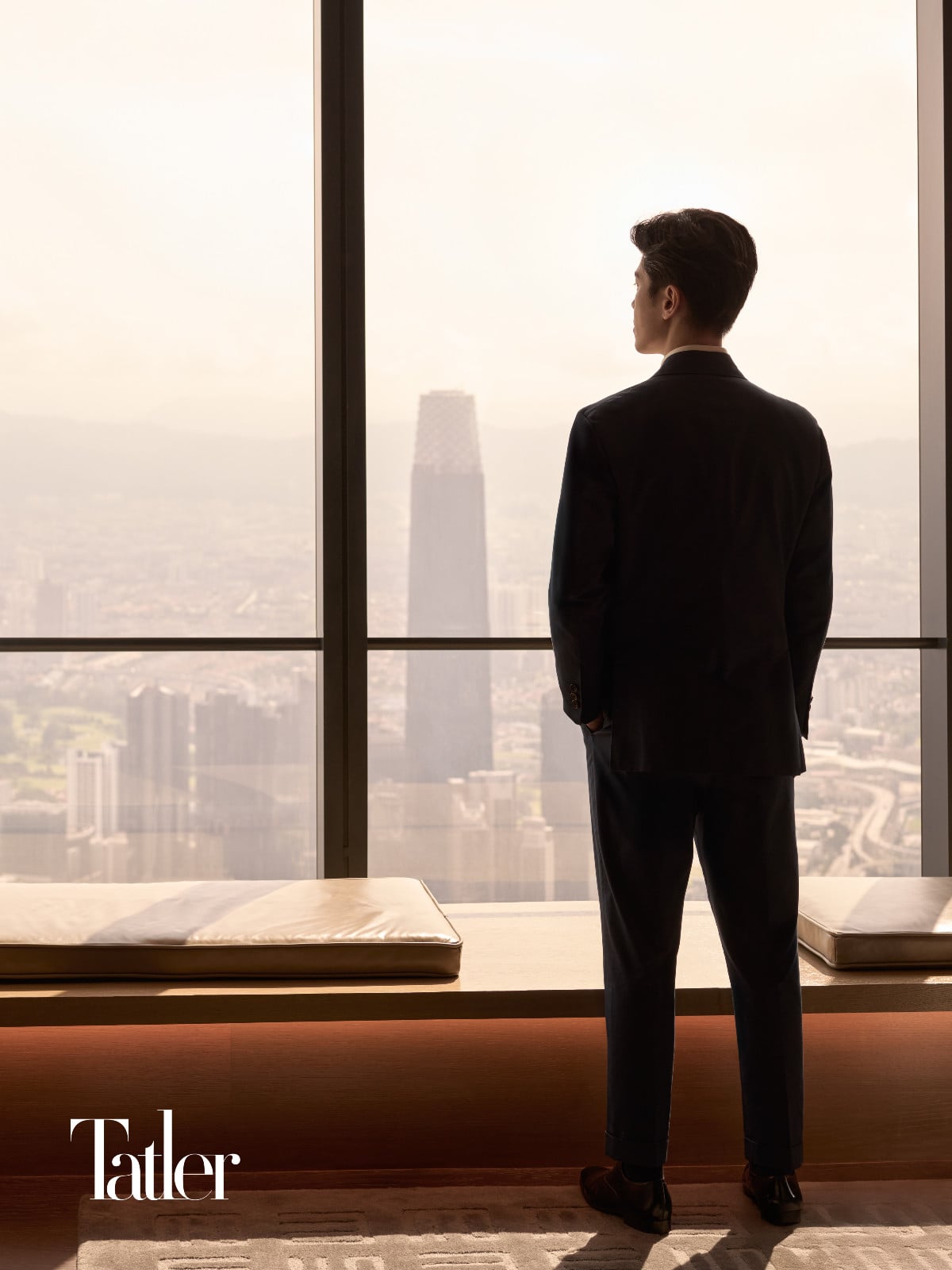 Content creator Vincent Xu high above in Asia's tallest skyscraper, where Park Hyatt Kuala Lumpur is located